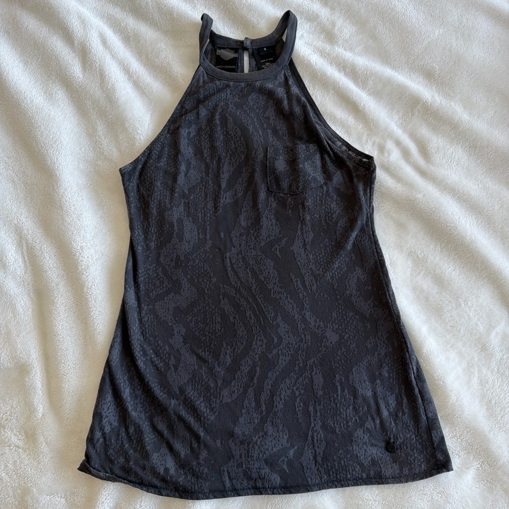 Harley-Davidson Black Patterned Tank Top